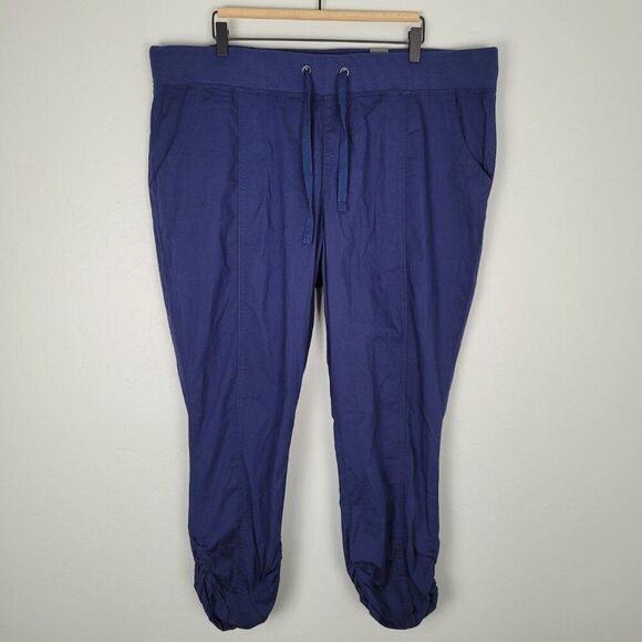 Torrid Crop Pull On Skinny Stretch Poplin Mid Rise Pant Navy Blue Size 2X NWT - Picture 2 of 11